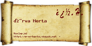 Árva Herta névjegykártya
